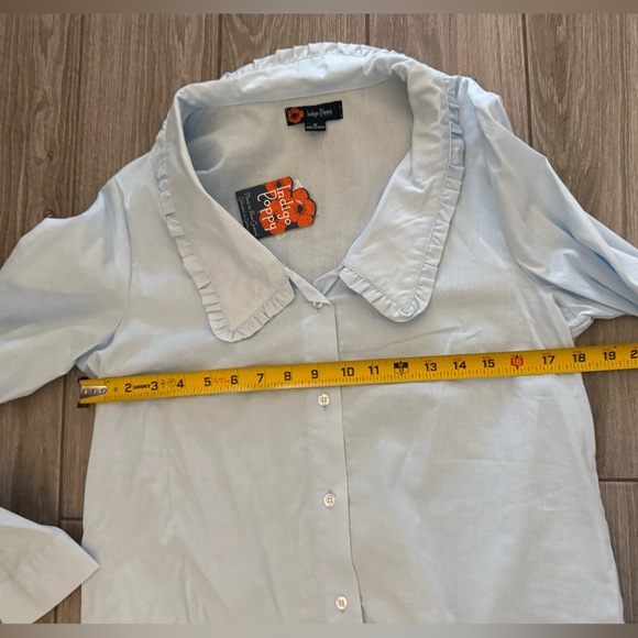 Indigo Poppy|NWT pastel blue oversized Peterpan collar top,Size M••• 100% cotton - Picture 7 of 8